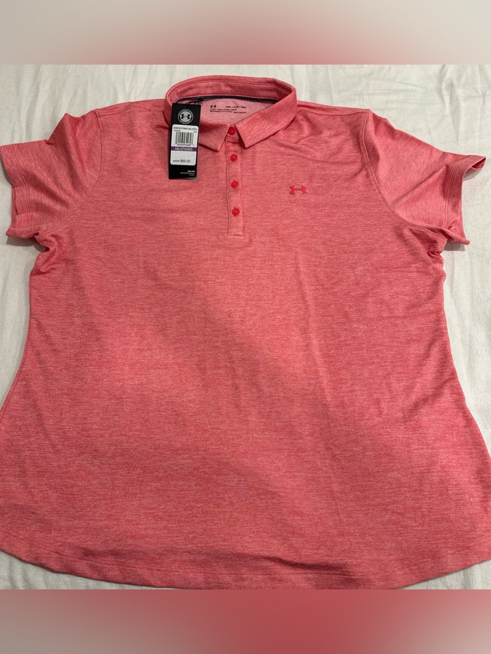 NWT Womens Under Armour Heat Gear Golf Polo Size 2XL Pink Fitted Summer Mom